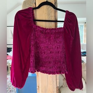 By Anthropologie velvet smock top size XS